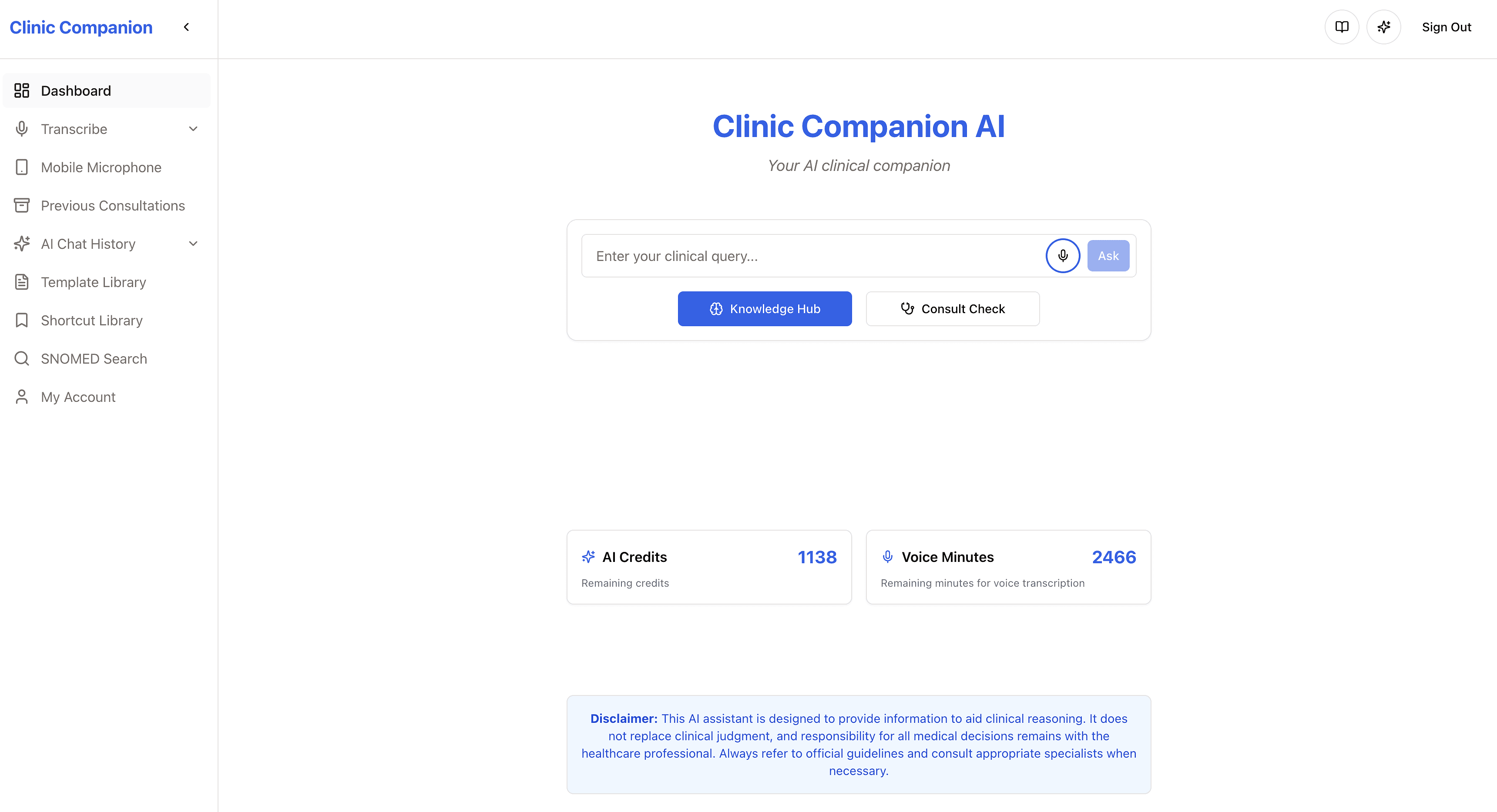 Dashboard Home Page