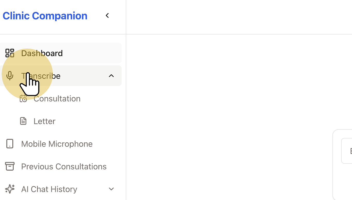 Access Transcribe Feature